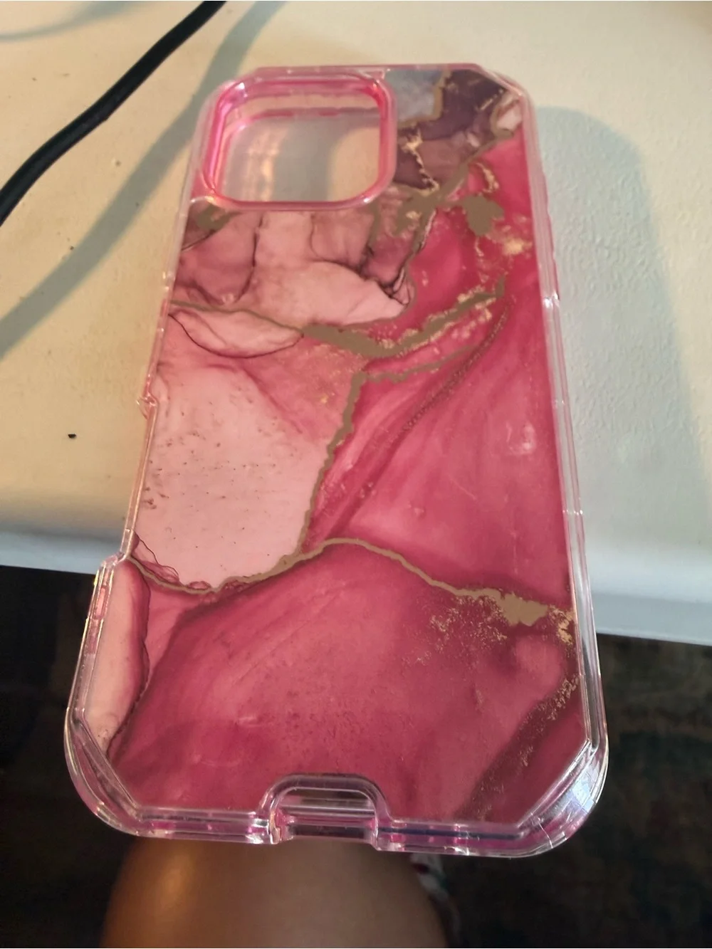 Pink Clear Protective Phone Case - Compatible Cell Phone Accessory